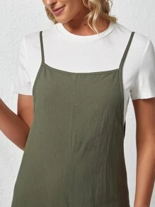 EMERY ROSE Áo liền quần nữ màu trơn Giải trí - xanh quân đội - Xem 4