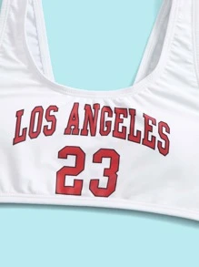 Tween Girl 3packs Letter Graphic Graphic Set & Swim Shorts Đi biển mùa hè - trắng - Xem 3