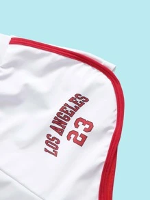 Tween Girl 3packs Letter Graphic Graphic Set & Swim Shorts Đi biển mùa hè - trắng - Xem 4
