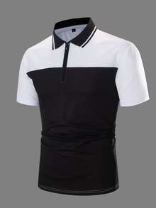 Men Color Block Half Zip Polo Shirt Shein Eur
