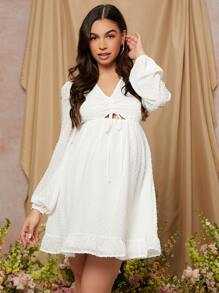 SHEIN Maternity Swiss Dot Cut Out Dress