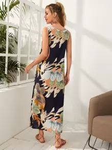 EMERY ROSE Plants Print Tunic Dress - Multicolor - View 2