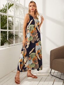 EMERY ROSE Plants Print Tunic Dress - Multicolor - View 5