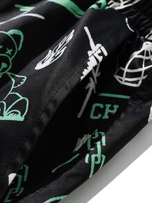 Manfinity Quần Short Nam Dây kéo Tất cả trên in Đường phố - màu đen - Xem 3