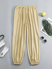 Flirla 大碼蝴蝶圖案彈性腰帶衛褲 - 杏色 - 查看 2