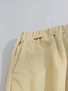 Flirla 大碼蝴蝶圖案彈性腰帶衛褲 - 杏色 - 查看 4