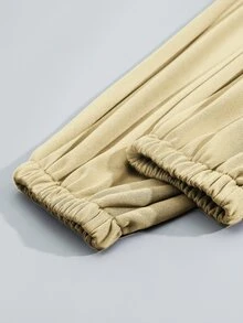 Flirla 大碼蝴蝶圖案彈性腰帶衛褲 - 杏色 - 查看 6