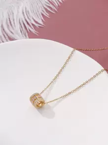 1PC Đá Cubic Zirconia Trang Trí Hình Học Vòng Cổ Trang Sức Đồng - Vàng - Xem 1