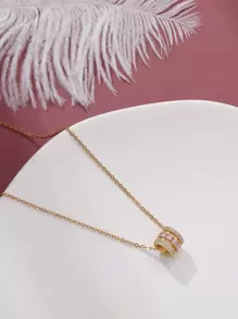 1PC Đá Cubic Zirconia Trang Trí Hình Học Vòng Cổ Trang Sức Đồng - Vàng - Xem 2