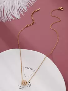 1PC Đá Cubic Zirconia Trang Trí Hình Học Vòng Cổ Trang Sức Đồng - Vàng - Xem 3