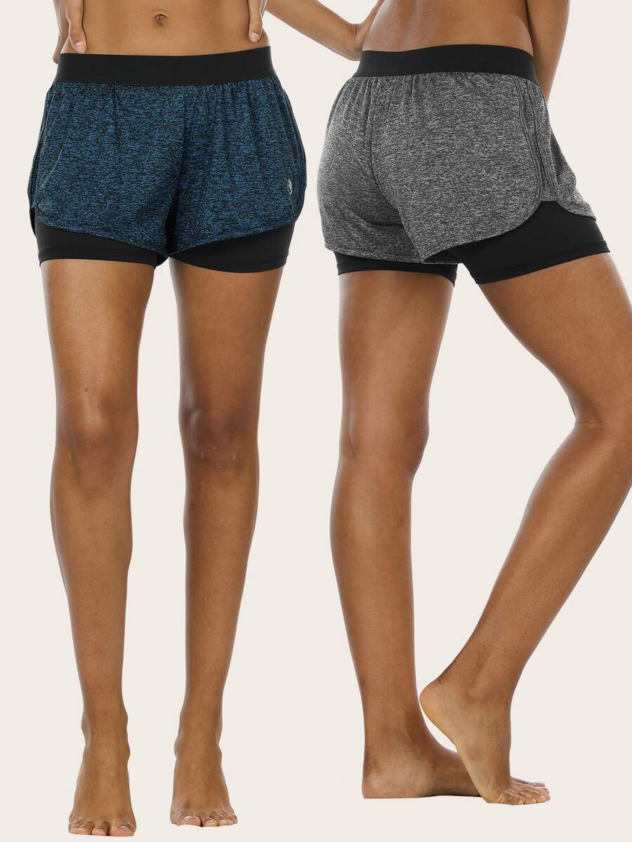 icyzone 2 条装海豚下摆二合一运动短裤 - 彩色 - 查看 1