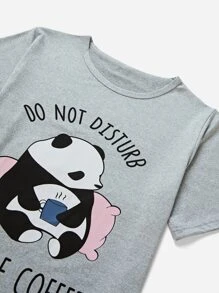 3pcs Cartoon Print PJ Set / Pajama Set - Multicolor - View 5