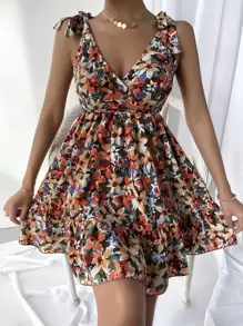 Breezaya 肩部打結滿版印花吊帶洋裝 - 彩色 - 查看 6