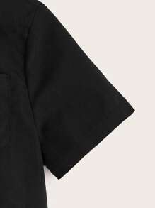 SHEIN 年轻男孩时尚学院风蝴蝶结细节衬衫 - 黑色 - 查看 4