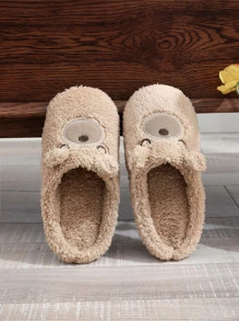 Men Cartoon Bear Design Novelty Thermal Slippers - Khaki - View 2