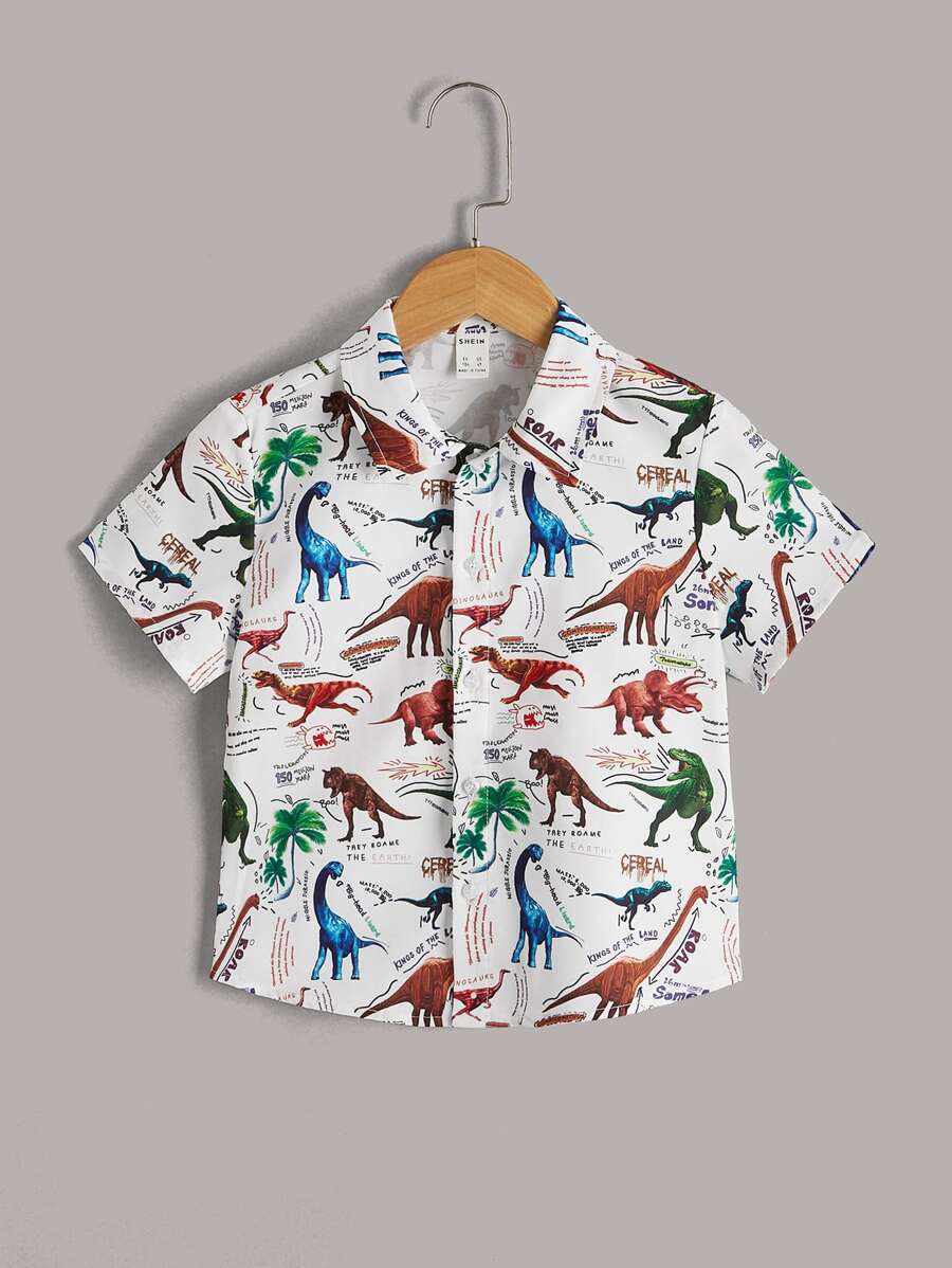 SHEIN 小男童恐龍印花襯衫 - 彩色 - 查看 1