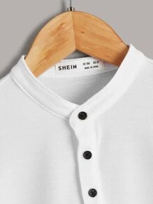 SHEIN Toddler Boys Button Front Polo Shirt - White - View 3