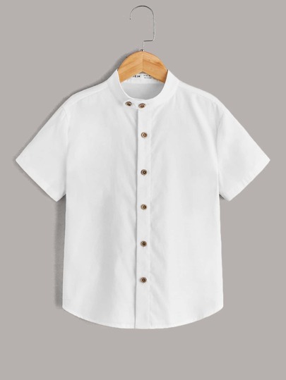 SHEIN Tween Boy Button Front Shirt