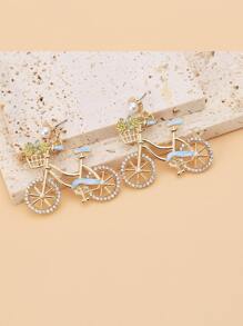 Pendientes largos con diamante de imitación bicicleta - Multicolor - Ver 3
