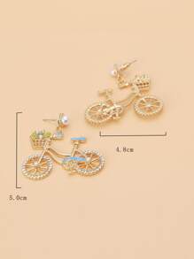 Pendientes largos con diamante de imitación bicicleta - Multicolor - Ver 4