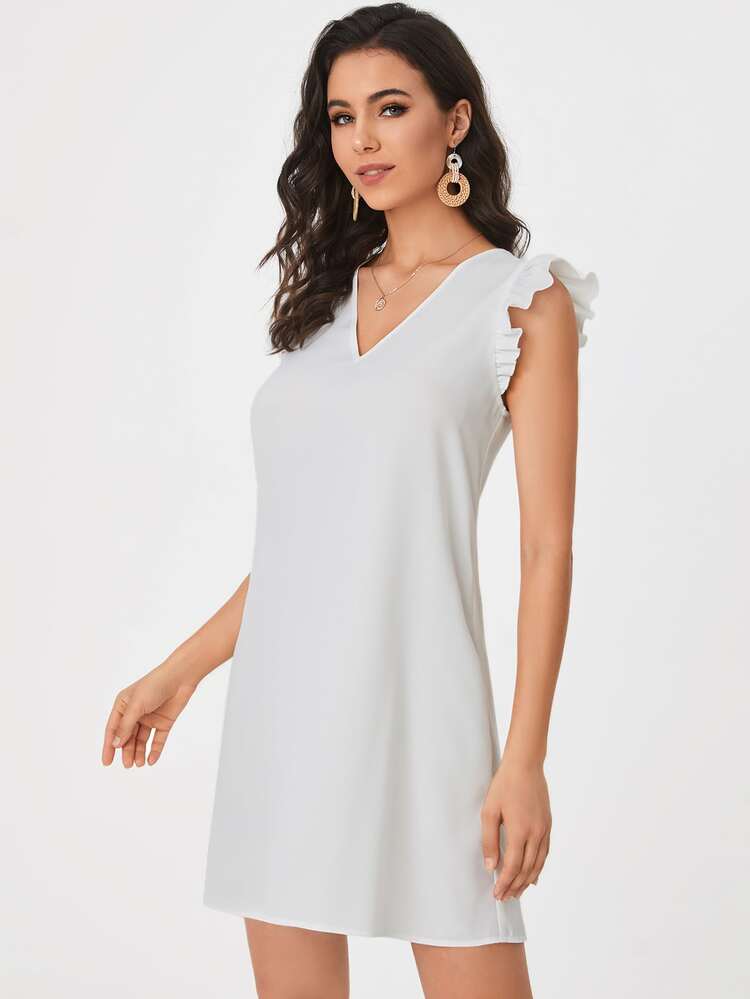 SHEIN Tall Robe tunique manches papillon - Blanc - Voir 3