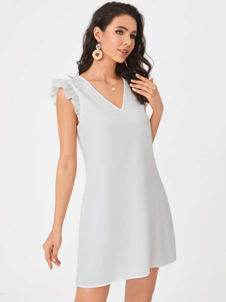 SHEIN Tall Robe tunique manches papillon - Blanc - Voir 5
