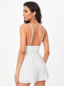 SHEIN Tall Áo liền quần nữ Lộ Lưng Thắt nơ trước màu trơn Gợi cảm - trắng - Xem 2