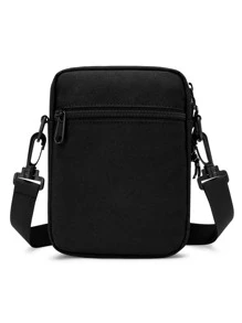 High School Students University Freshman Multifunctional Sling Bag Shoulder Bag Casual Bag Mini Men Letter Patch Decor Crossbody Bag, Handbag For Travel, College, Outdoors, Sports Square Bag Black Bag Small Bag Summer Sling Bag For Man Man Bag Cross Body Bag Side Bag Back To School School Supplies Fall Messenger Bag Bag For Man Cylinder Bag Old Money Halloween Christmas - Black - View 5
