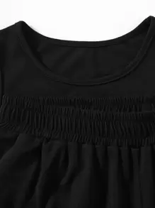 SHEIN Unity Bộ đồ hai mảnh nữ Hội Chữ thập Thắt nút Lá thư Giải trí - màu đen - Xem 3