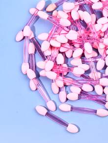 50件套双头海绵眼影刷套装，多功能眼影晕染刷，便捷美甲刷，镜面散粉海绵，眼部卸妆刷，男女通用美妆工具，眉刷，眼影刷，螺旋刷 - 粉色 - 查看 3