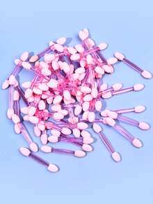 50件套双头海绵眼影刷套装，多功能眼影晕染刷，便捷美甲刷，镜面散粉海绵，眼部卸妆刷，男女通用美妆工具，眉刷，眼影刷，螺旋刷 - 粉色 - 查看 4