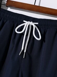 Manfinity Homme 男士拼色襯衫和腰部抽繩短褲不帶T恤 - 彩色 - 查看 7
