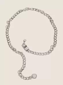 优雅圆形吊坠链腰带，适合万圣节、夏季、秋季、上学季等场合。 - 銀色 - 查看 5