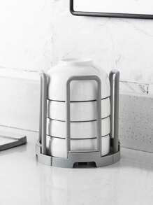 QYeah 1pc Foldable Pot Lid Holder & Utensil Rest, Stainless Steel Pan Lid Rack Organizer For Kitchen Countertop - Grey - View 1