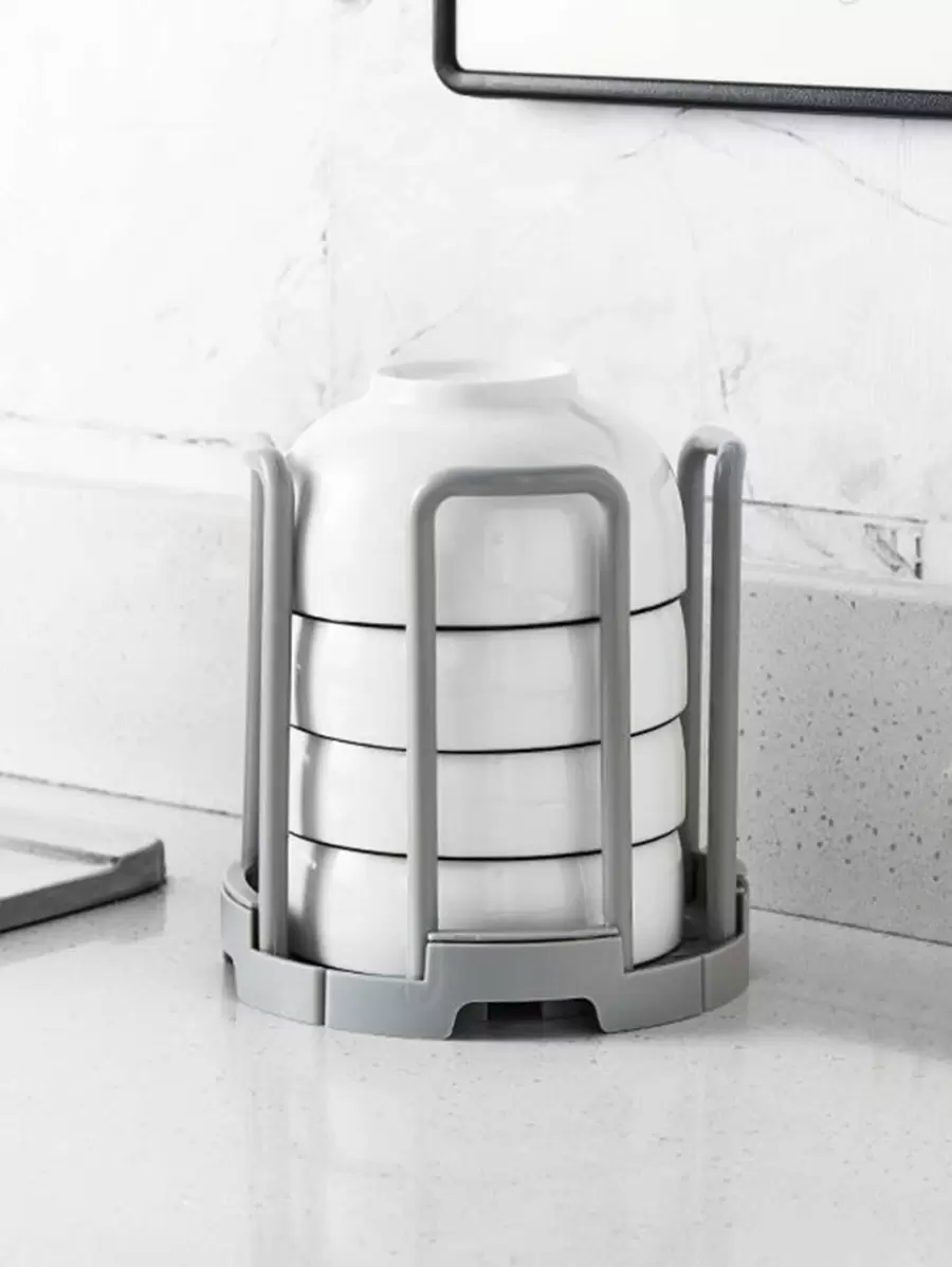 QYeah 1pc Foldable Pot Lid Holder & Utensil Rest, Stainless Steel Pan Lid Rack Organizer For Kitchen Countertop - Grey - View 1