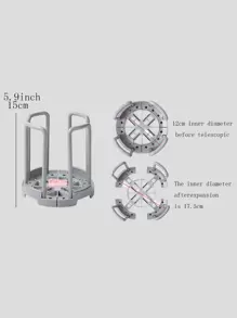 QYeah 1pc Foldable Pot Lid Holder & Utensil Rest, Stainless Steel Pan Lid Rack Organizer For Kitchen Countertop - Grey - View 3