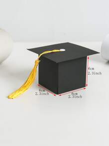 10 piezas graduación Gorra en forma de Caja de caramelo - Negro - Ver 8