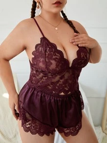 Classic Sexy Áo Lót Gọi cảm Kích Thước Lớn Tương phản ren Sò điệp màu trơn Lãng mạn - Rỉ Nâu - Xem 4