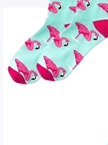 男士火烈鳥圖案中筒襪