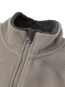 Tween Boys' Comfortable Casual Stand Collar Zipper Closure Jacket - Grey - View 6