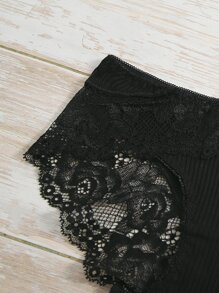 4 gói Tương phản Ren hoa Rib Quần nữ Đồ lót - Nhiều màu - Xem 4