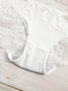 4 gói Tương phản Ren hoa Rib Quần nữ Đồ lót - Nhiều màu - Xem 5