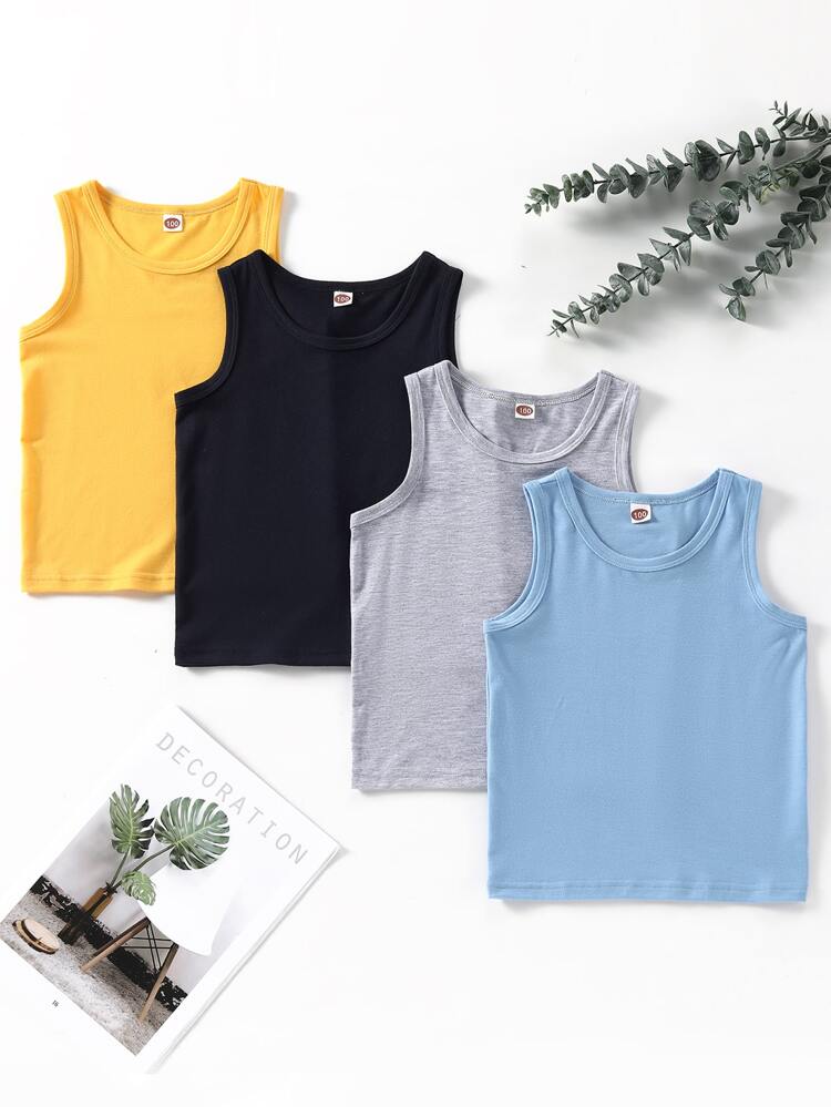 Toddler Boys 4pcs Solid Tank Top