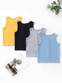 Toddler Boys 4pcs Solid Tank Top - Multicolor - View 2