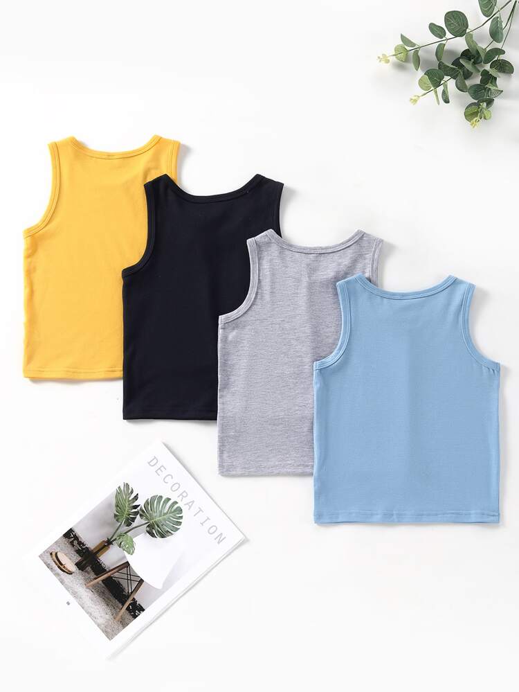 Toddler Boys 4pcs Solid Tank Top