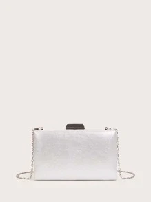 SHEIN Belle 閃爍亮晶晶,光鮮亮麗,優雅精緻的迷你鑲嵌方形鑽石晚宴手提包,適合派對女孩,女人使用,完美適用於派對,婚禮,舞會,晚餐/宴會,是女性的最佳禮物 - 銀色 - 查看 5