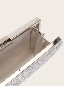 SHEIN Belle 閃爍亮晶晶,光鮮亮麗,優雅精緻的迷你鑲嵌方形鑽石晚宴手提包,適合派對女孩,女人使用,完美適用於派對,婚禮,舞會,晚餐/宴會,是女性的最佳禮物 - 銀色 - 查看 6