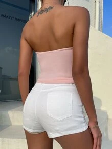 Allurite Fuzzy Trim Tube Top - Baby Pink - View 2