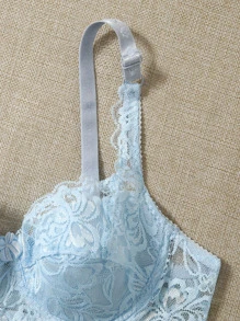 2packs Floral Lace Underwire Lingerie Bra - Blue and White - View 5