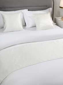 Jacquard Marble Satin Bed Runner Set - White - View 3